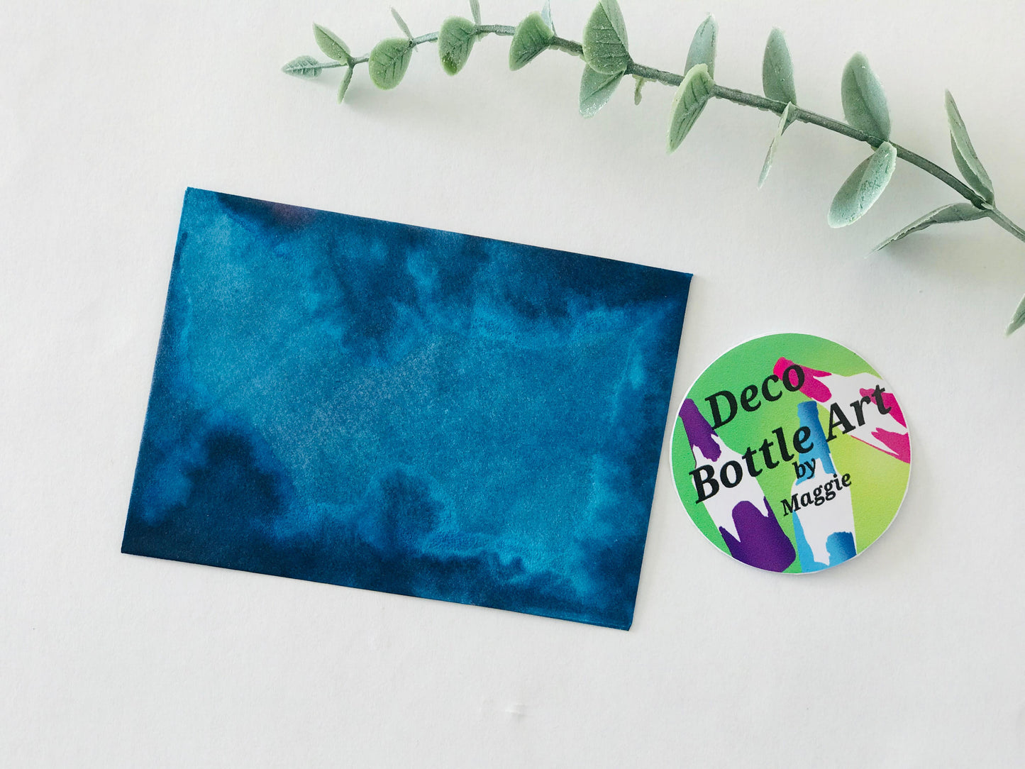 Azure Tides Envelopes | Peel & Seal Paper Envelopes + Gold Stickers | 111x78mm 118x85mm 160x120mm | Deco Bottle Art by Maggie