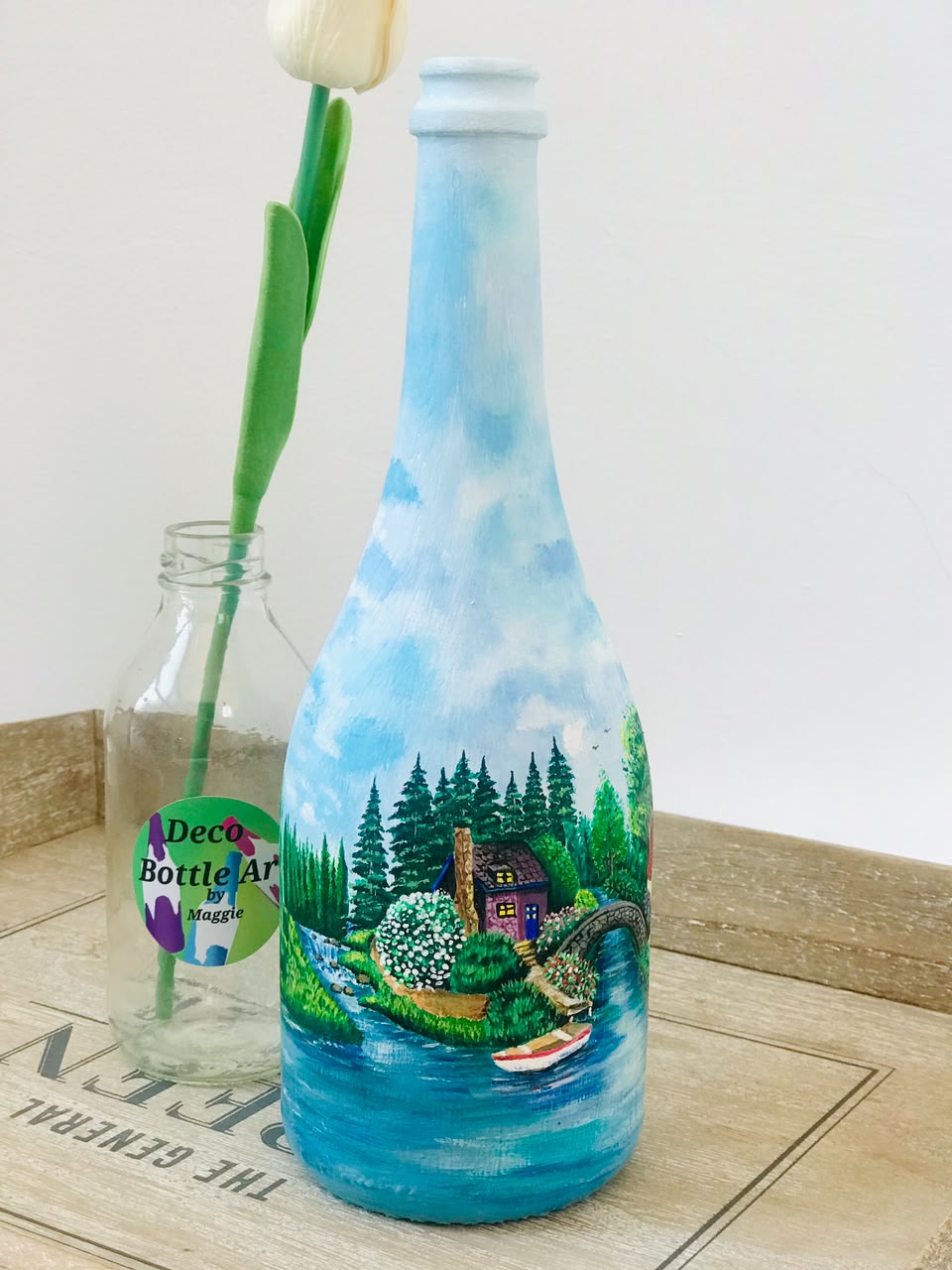 Feuding Neighbors - Hand-Painted Village Bottle Art