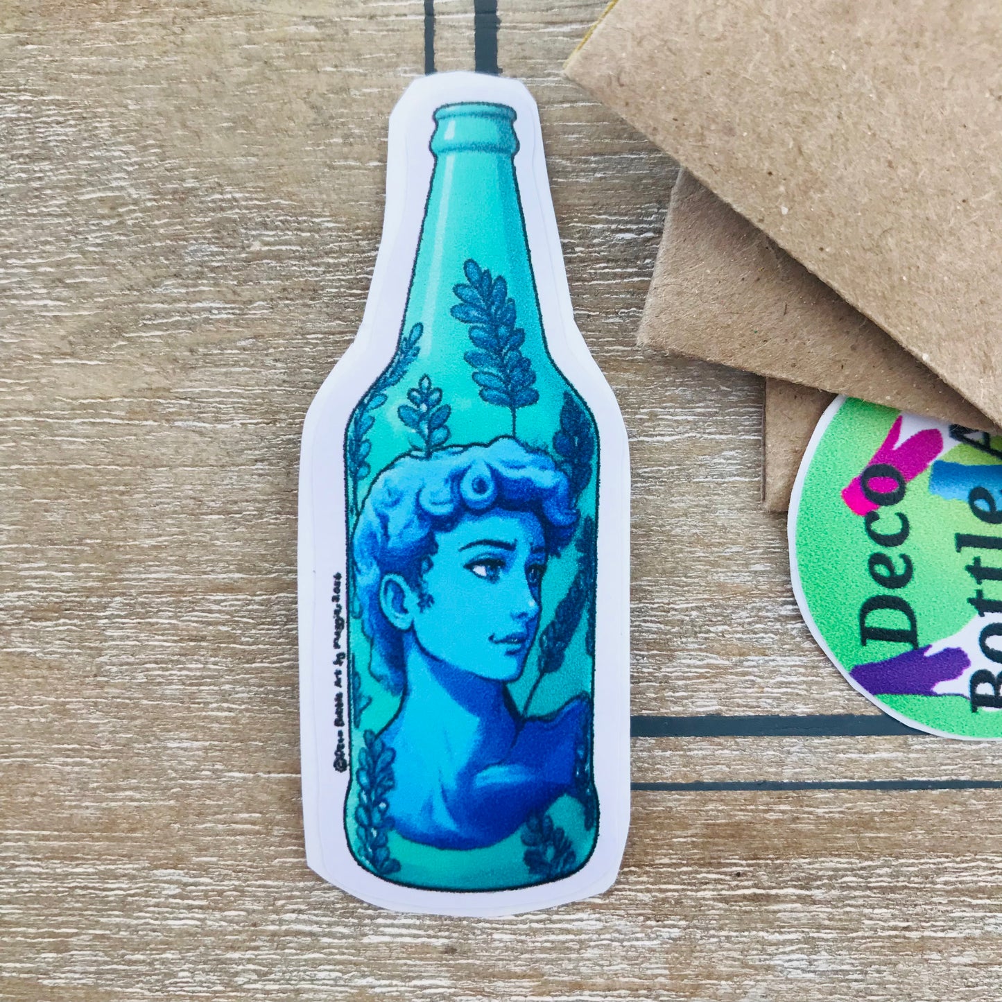 'David by Michelangelo' Bottle Sticker | UV Vinyl Decal 6x2cm | Waterproof | Deco Bottle Art by Maggie