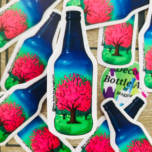 ‘Dotty Forest’ Bottle Sticker | UV Vinyl Decal 6x2cm | Waterproof | Deco Bottle Art by Maggie