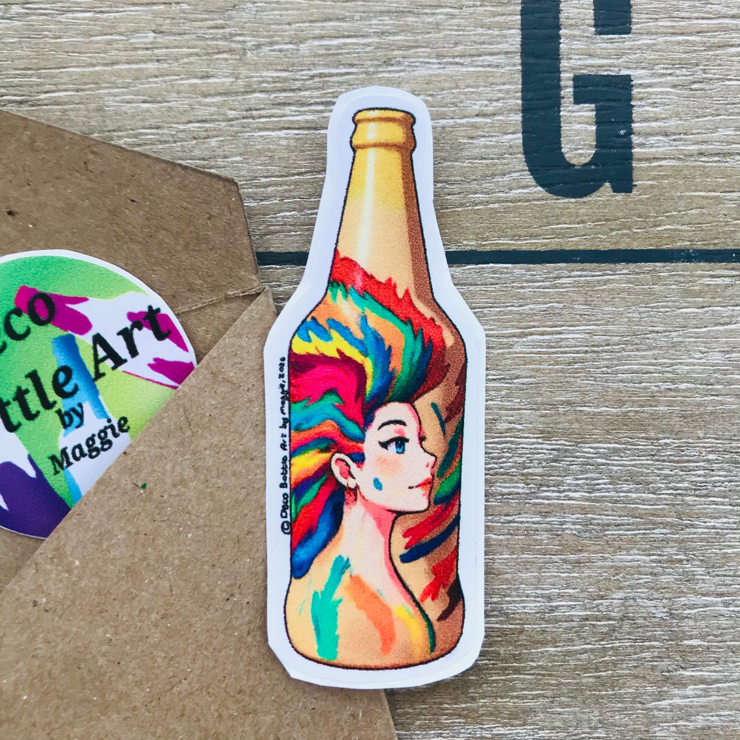 ‘The Hair’ Bottle Sticker | UV Vinyl Decal 6x2cm | Waterproof | Deco Bottle Art by Maggie