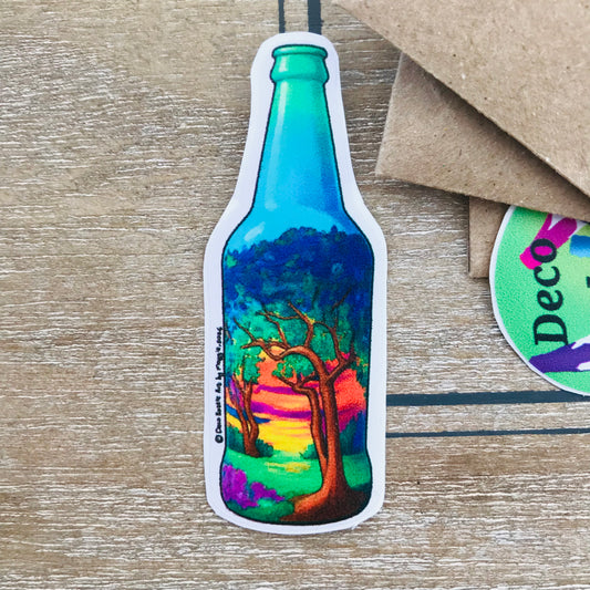 Sunset O' Dot Bottle Sticker | UV Vinyl Decal 6x2cm | Waterproof | Deco Bottle Art by Maggie