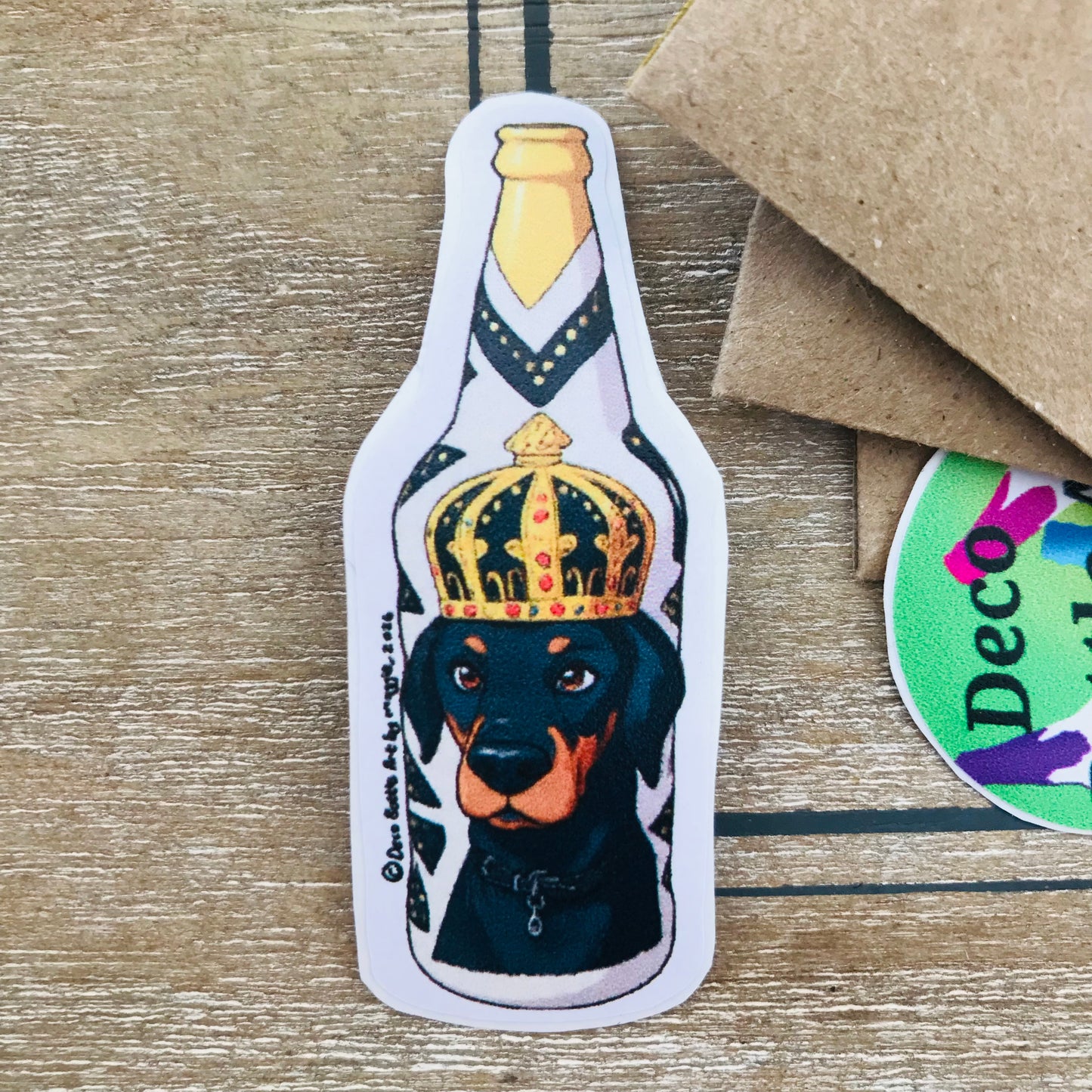 ‘RUFUZ’ Bottle Sticker | UV Vinyl Decal 6x2cm | Waterproof | Deco Bottle Art by Maggie