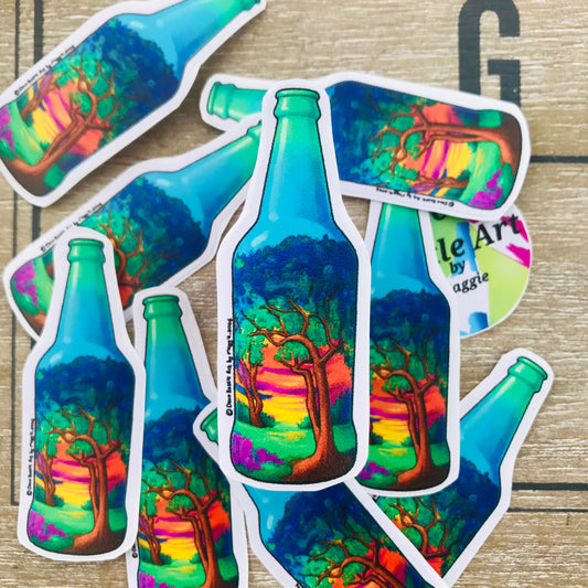 Sunset O' Dot Bottle Sticker | UV Vinyl Decal 6x2cm | Waterproof | Deco Bottle Art by Maggie