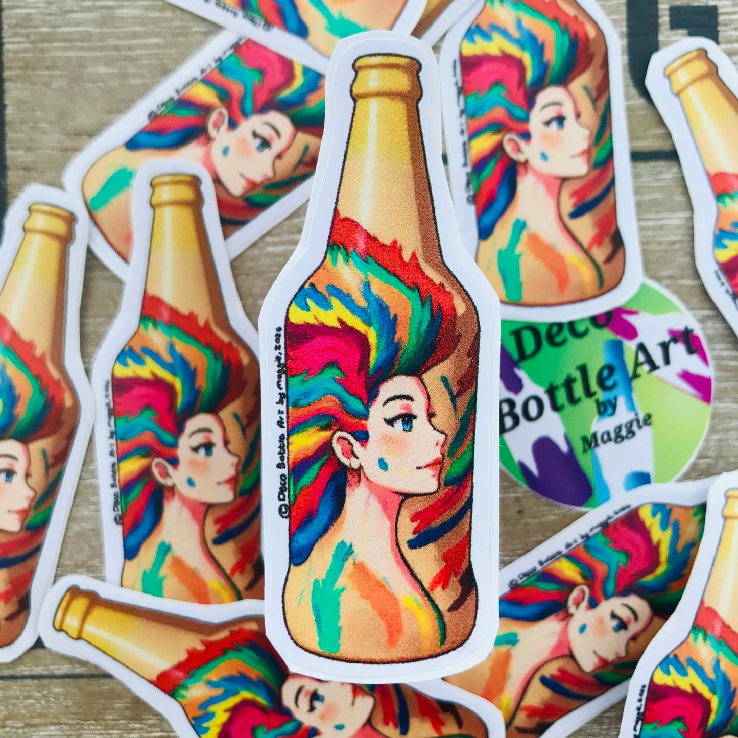 ‘The Hair’ Bottle Sticker | UV Vinyl Decal 6x2cm | Waterproof | Deco Bottle Art by Maggie