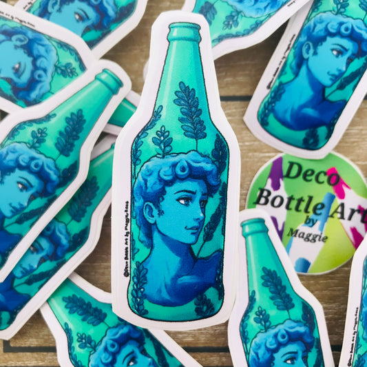 'David by Michelangelo' Bottle Sticker | UV Vinyl Decal 6x2cm | Waterproof | Deco Bottle Art by Maggie