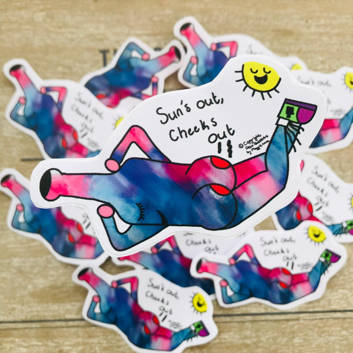 Sun's Out, Cheeks Out - Funny Summer UV Vinyl Sticker 6x9cm