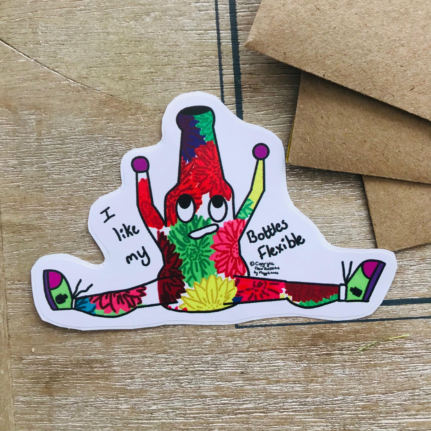 I Like My Bottles Flexible - Funny Yoga Bottle Sticker 6x9.5cm