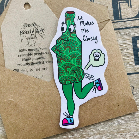 Art Makes Me Glassy - Funny Creative Bottle Sticker 10x5cm