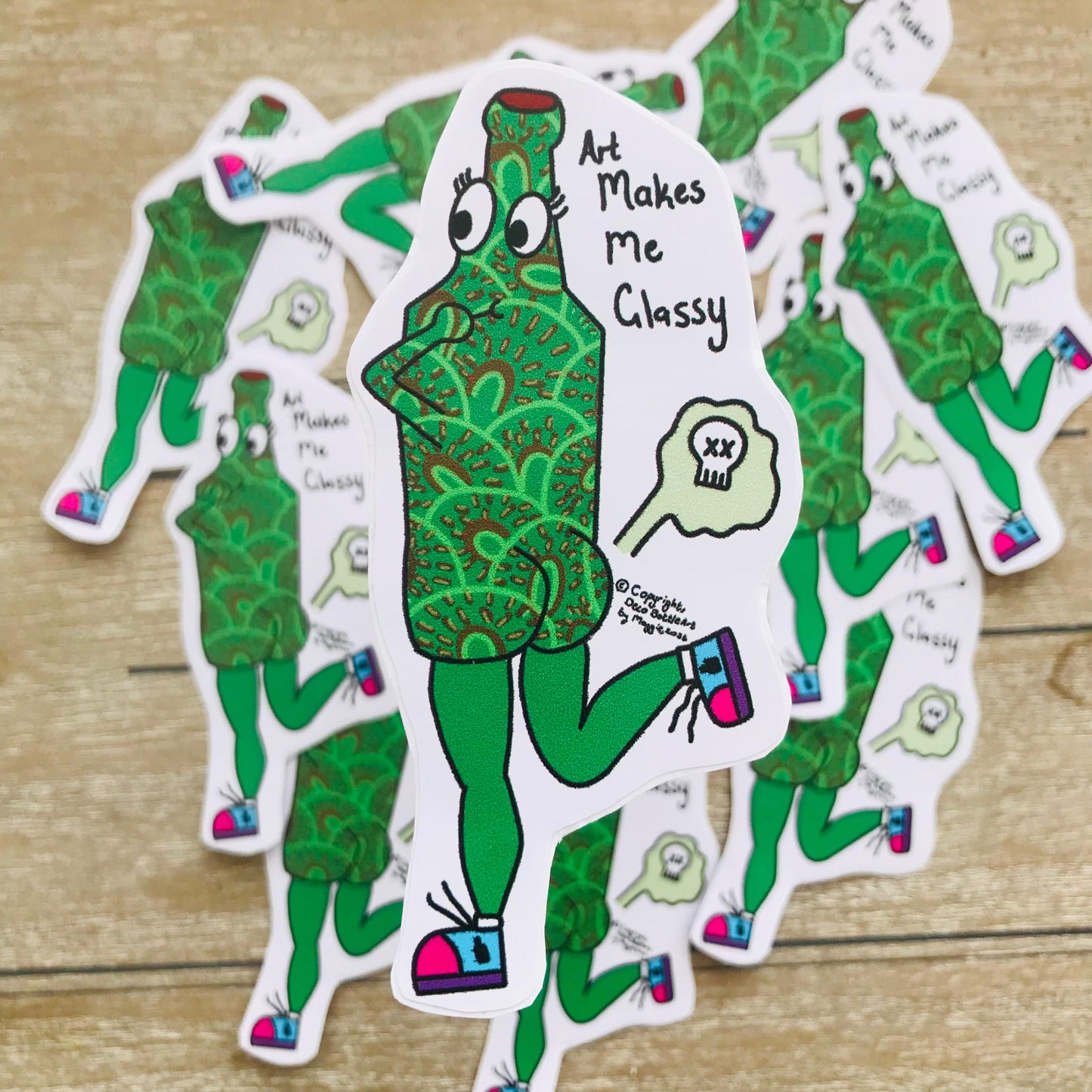Art Makes Me Glassy - Funny Creative Bottle Sticker 10x5cm