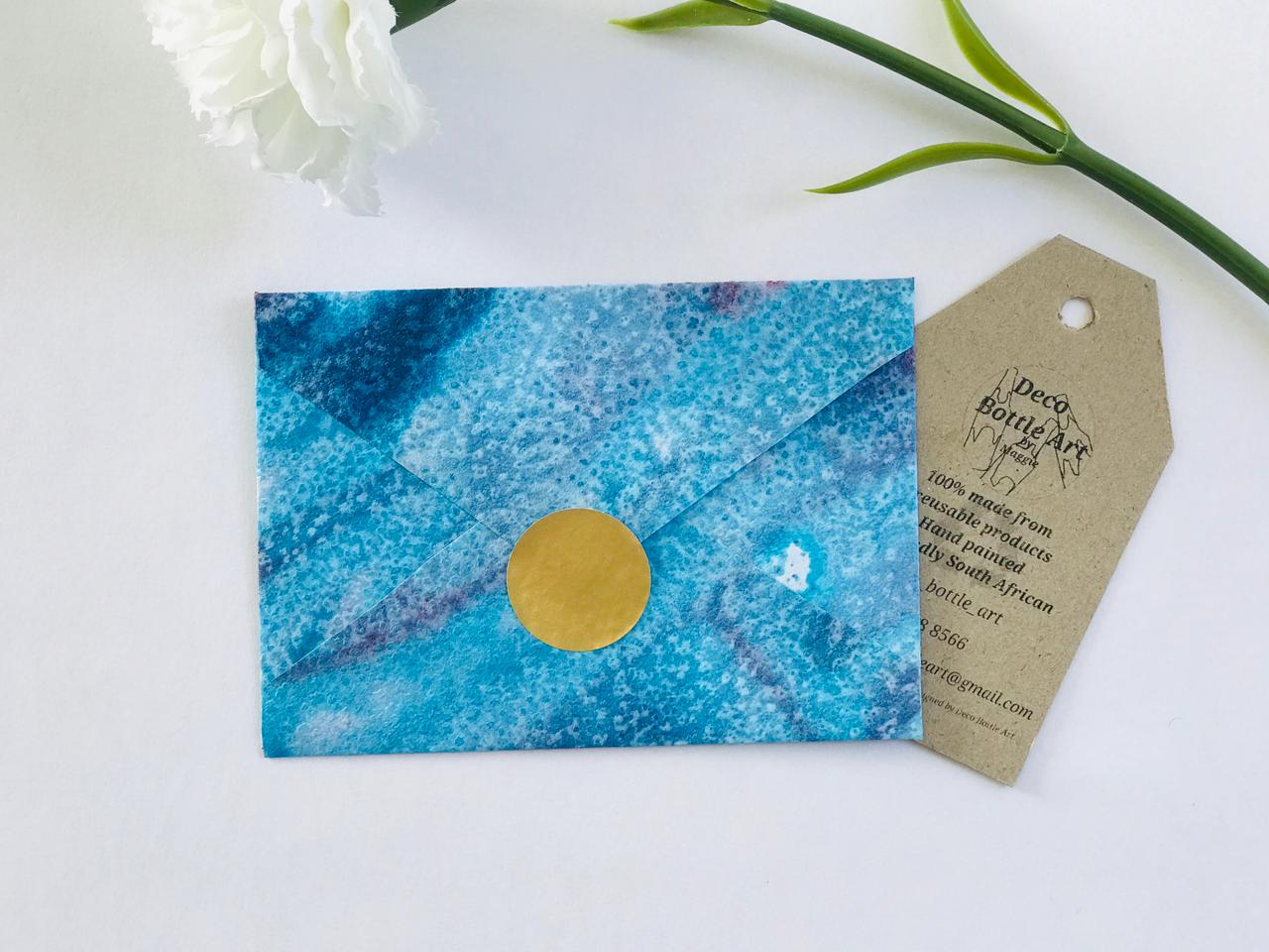 Sea Foam Splash Envelopes | Peel & Seal Paper Envelopes + Gold Stickers | Deco Bottle Art by Maggie