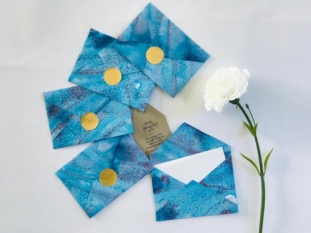 Sea Foam Splash Envelopes | Peel & Seal Paper Envelopes + Gold Stickers | Deco Bottle Art by Maggie