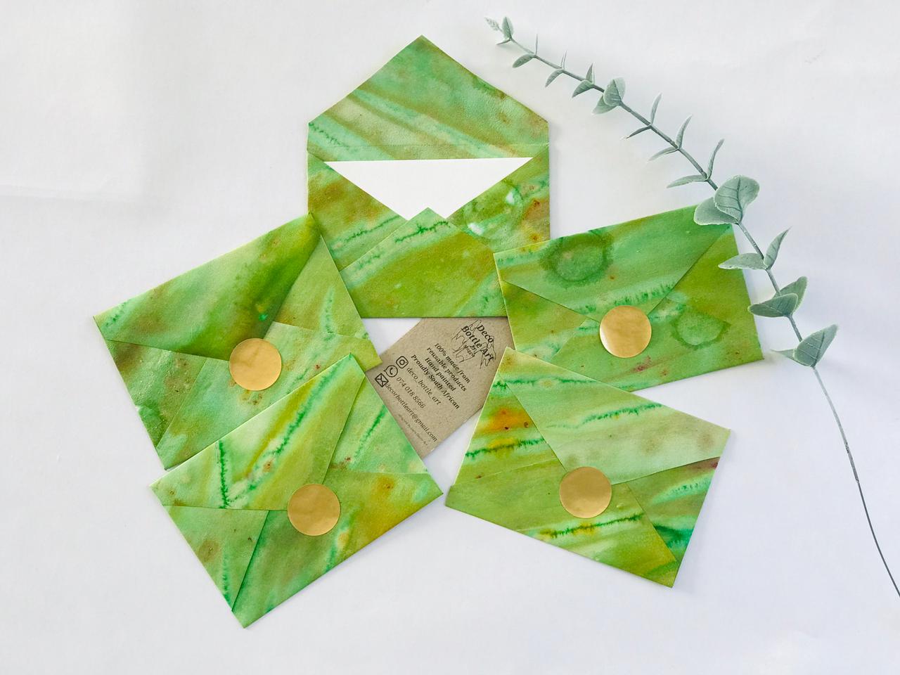 Chlorophyll, Take A Photo Envelopes | Peel & Seal Paper Envelopes + Gold Stickers | Deco Bottle Art by Maggie