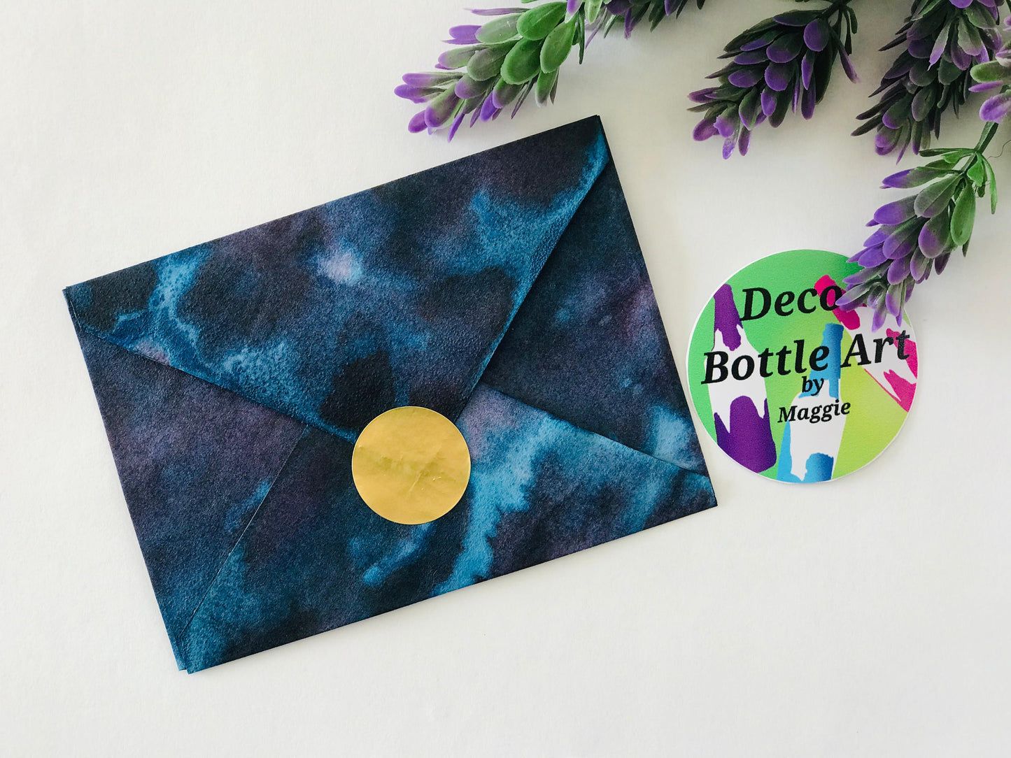 Nebula Dreams Envelopes | Peel & Seal Paper Envelopes + Gold Stickers | Deco Bottle Art by Maggie