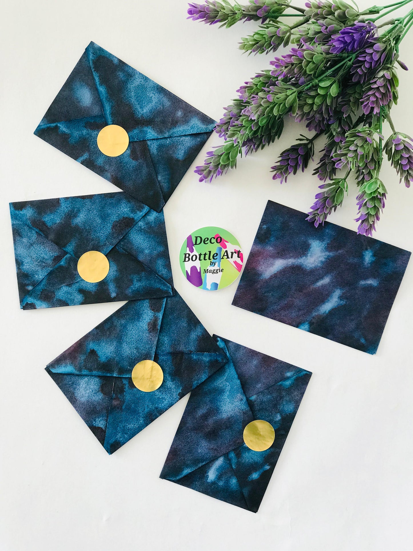 Nebula Dreams Envelopes | Peel & Seal Paper Envelopes + Gold Stickers | Deco Bottle Art by Maggie