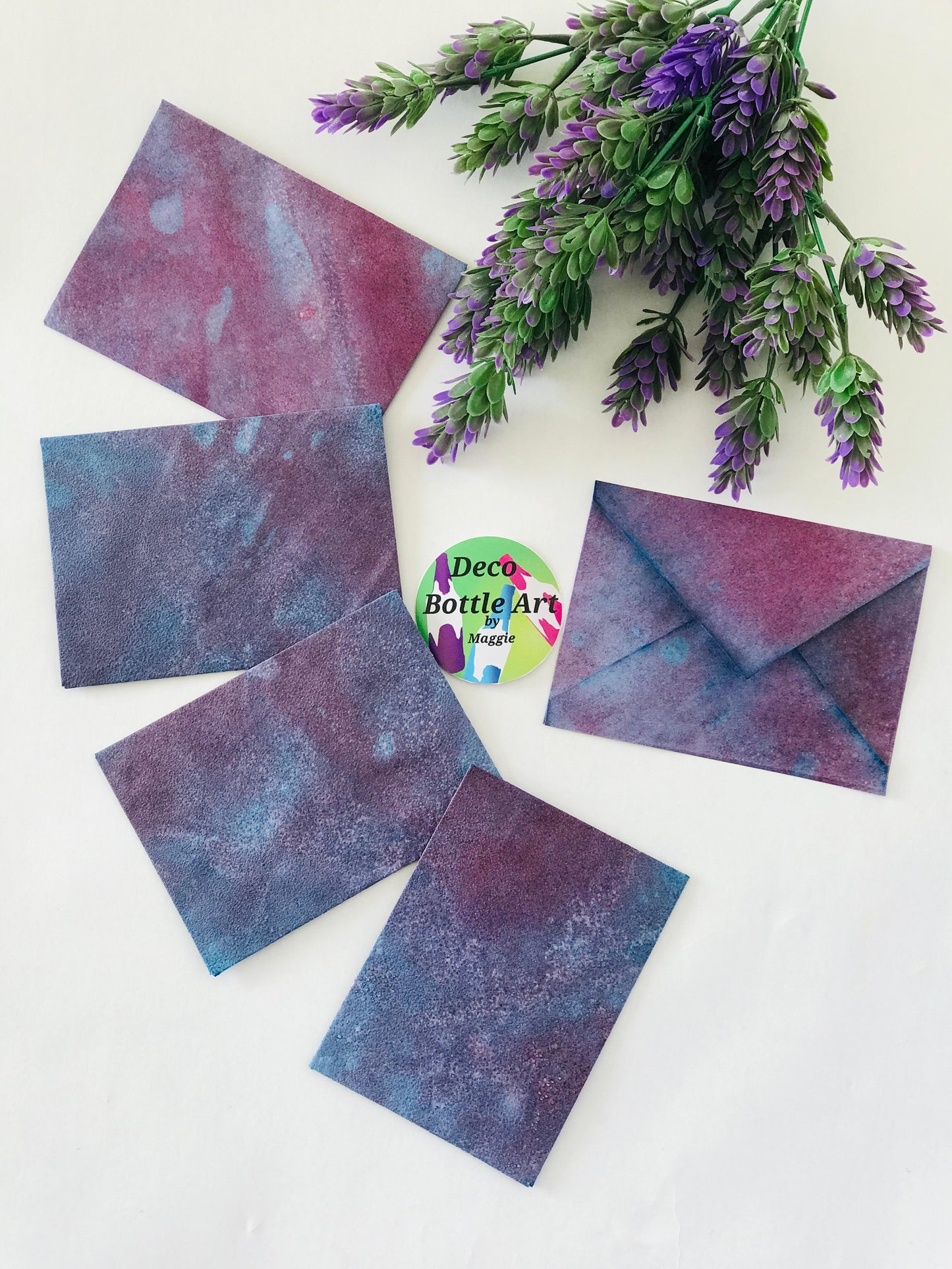 Twilight Mist Envelopes | Peel & Seal Paper Envelopes + Gold Stickers | Deco Bottle Art by Maggie