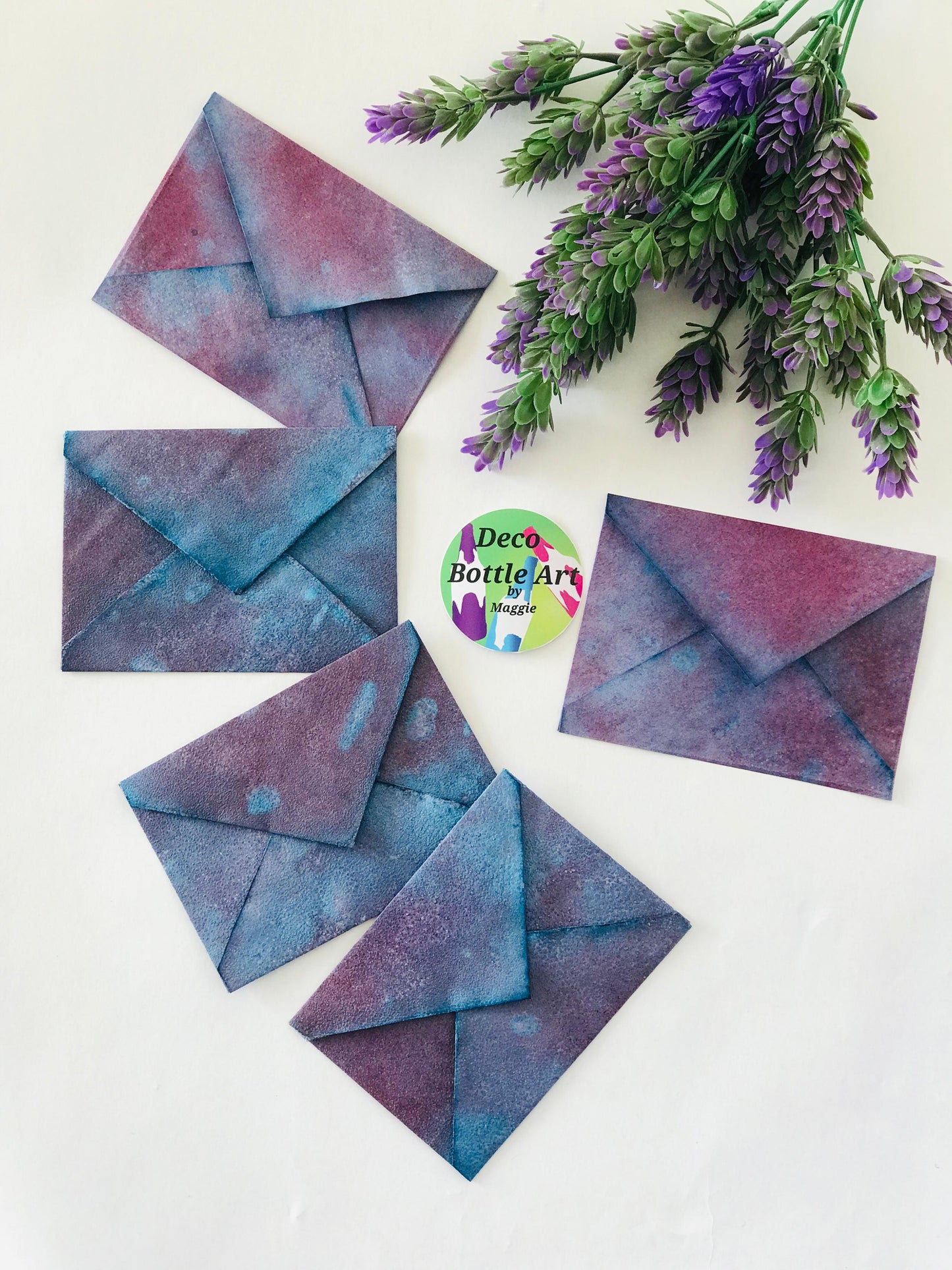 Twilight Mist Envelopes | Peel & Seal Paper Envelopes + Gold Stickers | Deco Bottle Art by Maggie