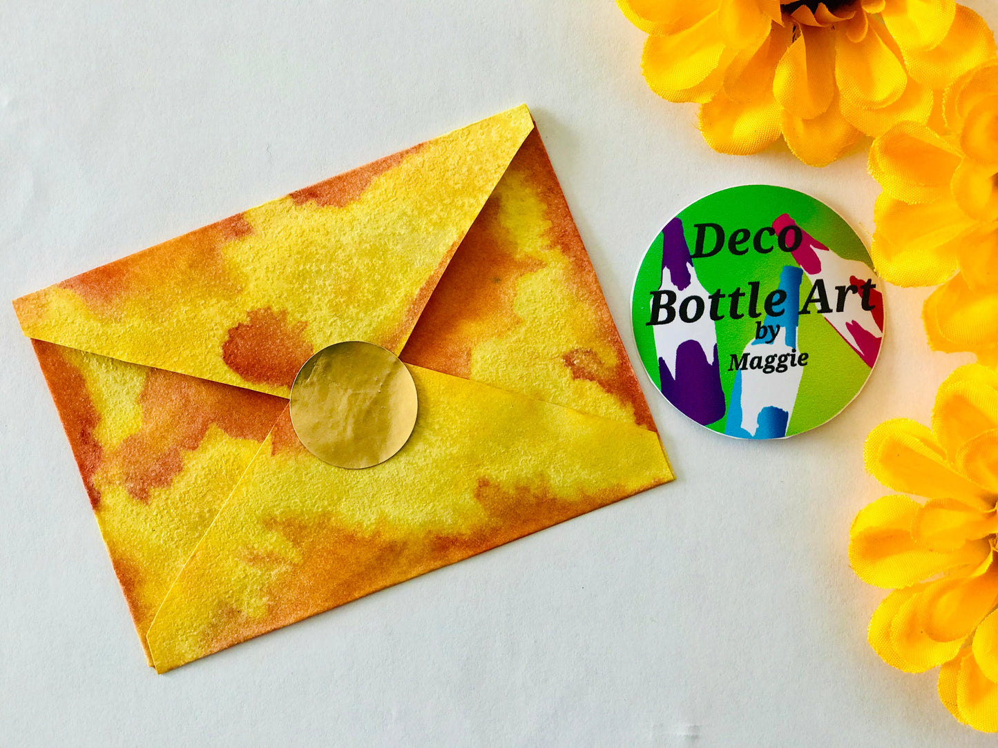 Golden Hour Envelopes | Peel & Seal Paper Envelopes + Gold Stickers | Deco Bottle Art by Maggie