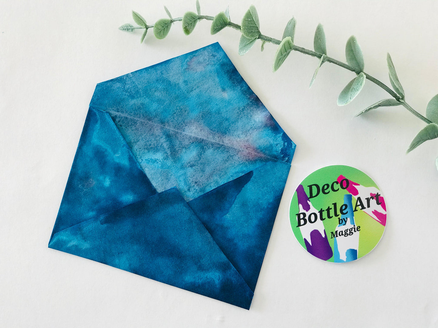Azure Tides Envelopes | Peel & Seal Paper Envelopes + Gold Stickers | 111x78mm 118x85mm 160x120mm | Deco Bottle Art by Maggie