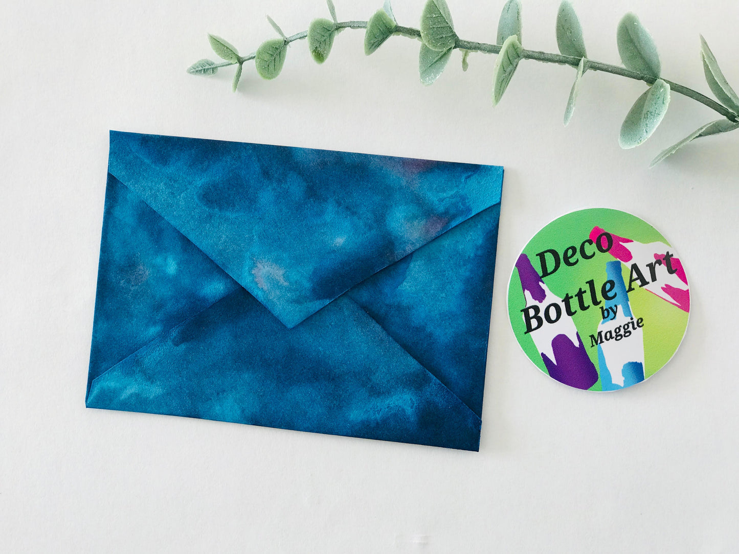 Azure Tides Envelopes | Peel & Seal Paper Envelopes + Gold Stickers | 111x78mm 118x85mm 160x120mm | Deco Bottle Art by Maggie