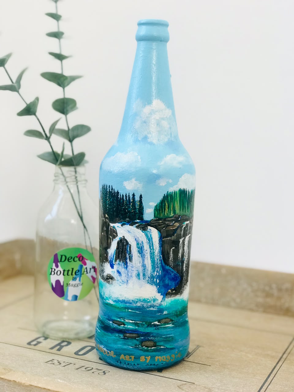 Grizzly - Hand-Painted Landscape Bottle Art