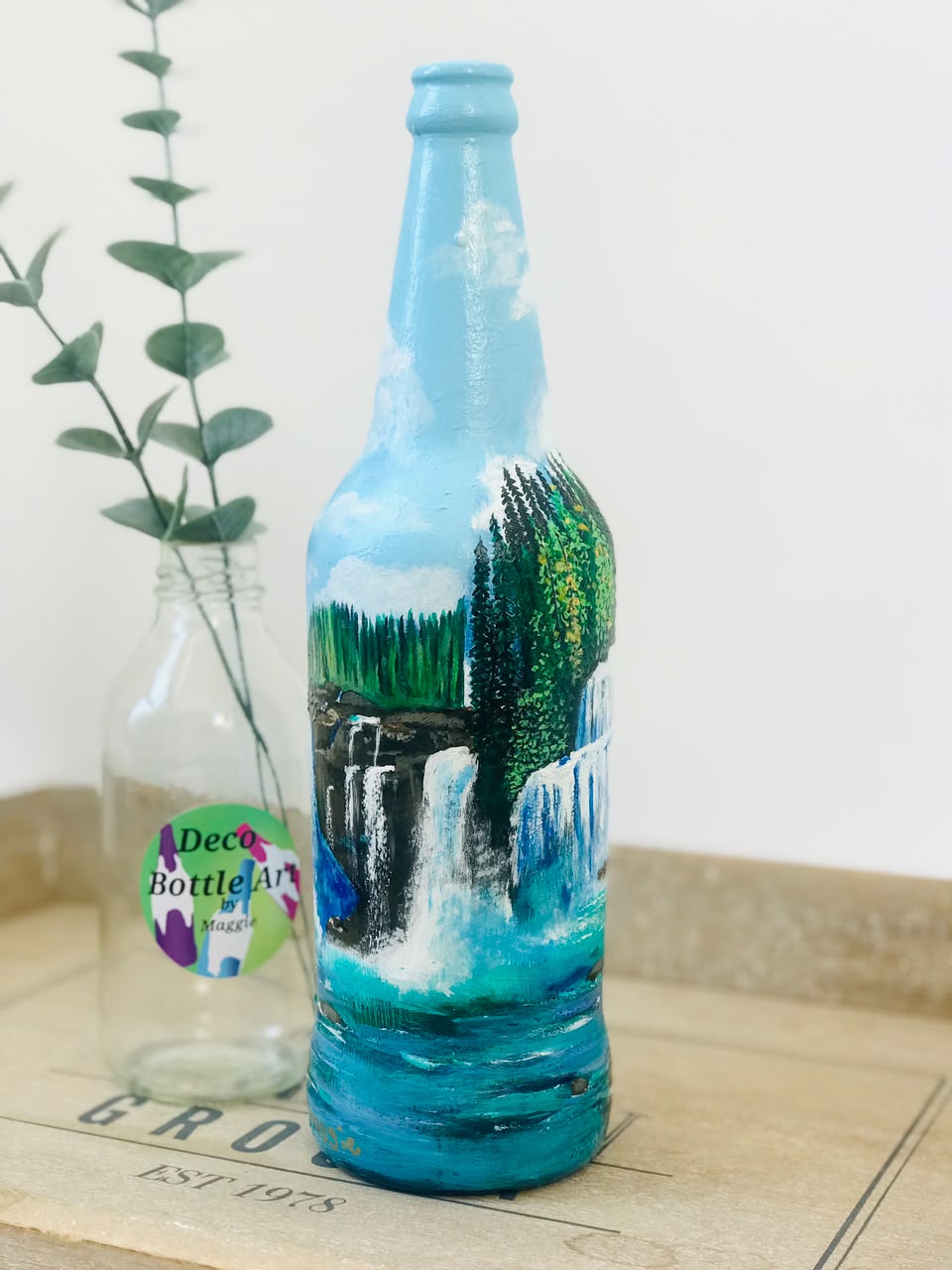 Grizzly - Hand-Painted Landscape Bottle Art