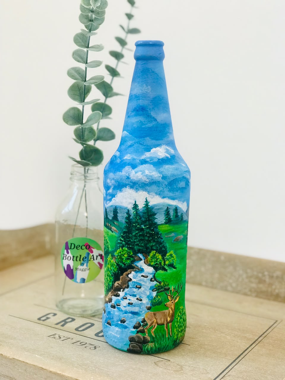 Brokeback Mountain - Hand-Painted Landscape Bottle Art