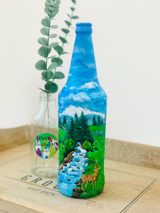 Brokeback Mountain - Hand-Painted Landscape Bottle Art
