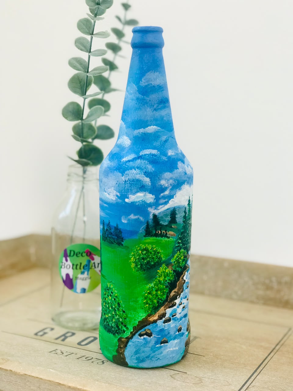 Brokeback Mountain - Hand-Painted Landscape Bottle Art