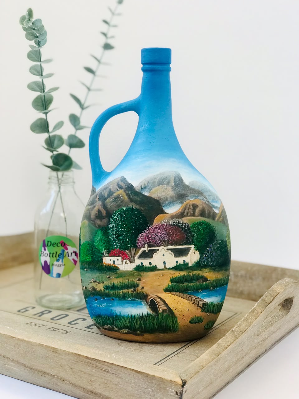 Cyprian - Hand-Painted Farm Landscape Bottle Art