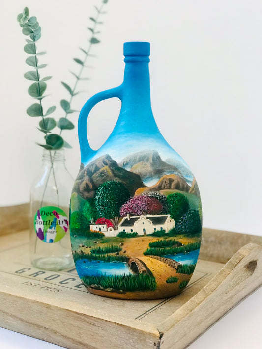 Cyprian - Hand-Painted Farm Landscape Bottle Art