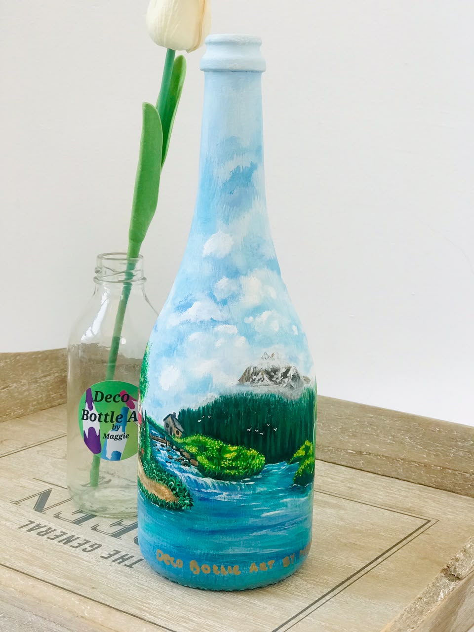Feuding Neighbors - Hand-Painted Village Bottle Art