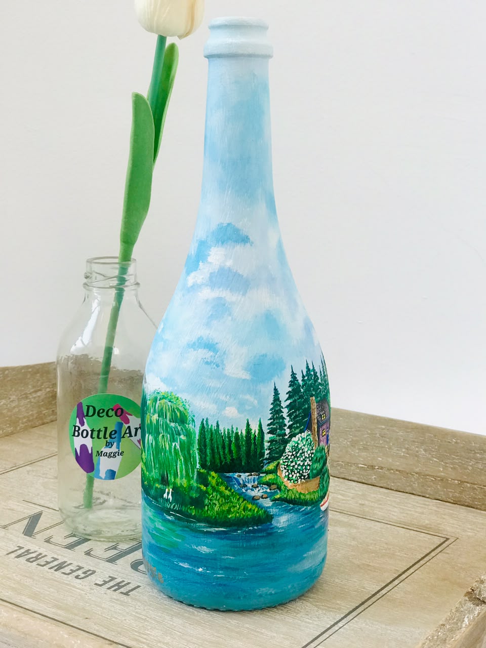 Feuding Neighbors - Hand-Painted Village Bottle Art