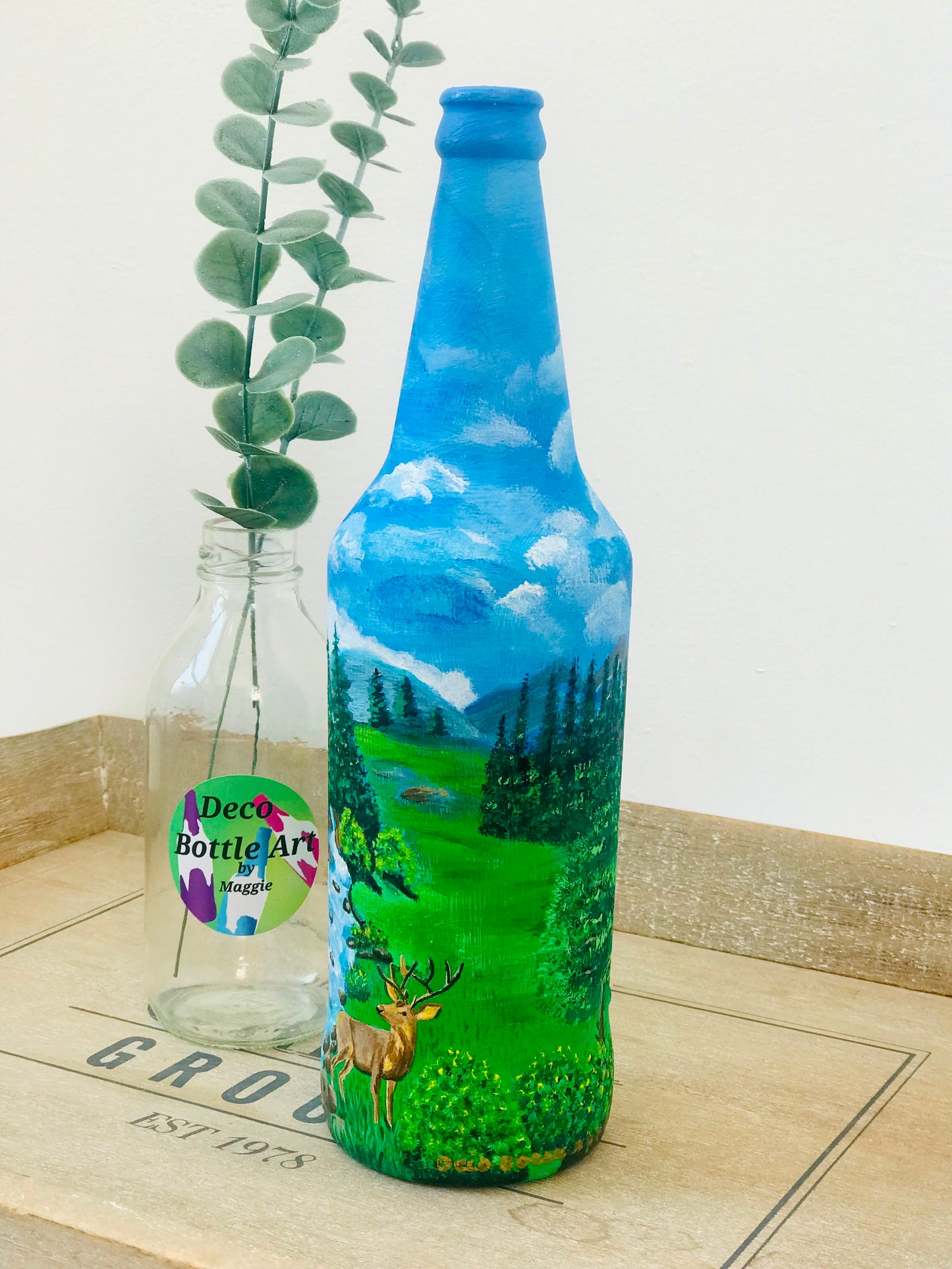 Brokeback Mountain - Hand-Painted Landscape Bottle Art