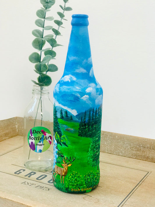 Brokeback Mountain - Hand-Painted Landscape Bottle Art