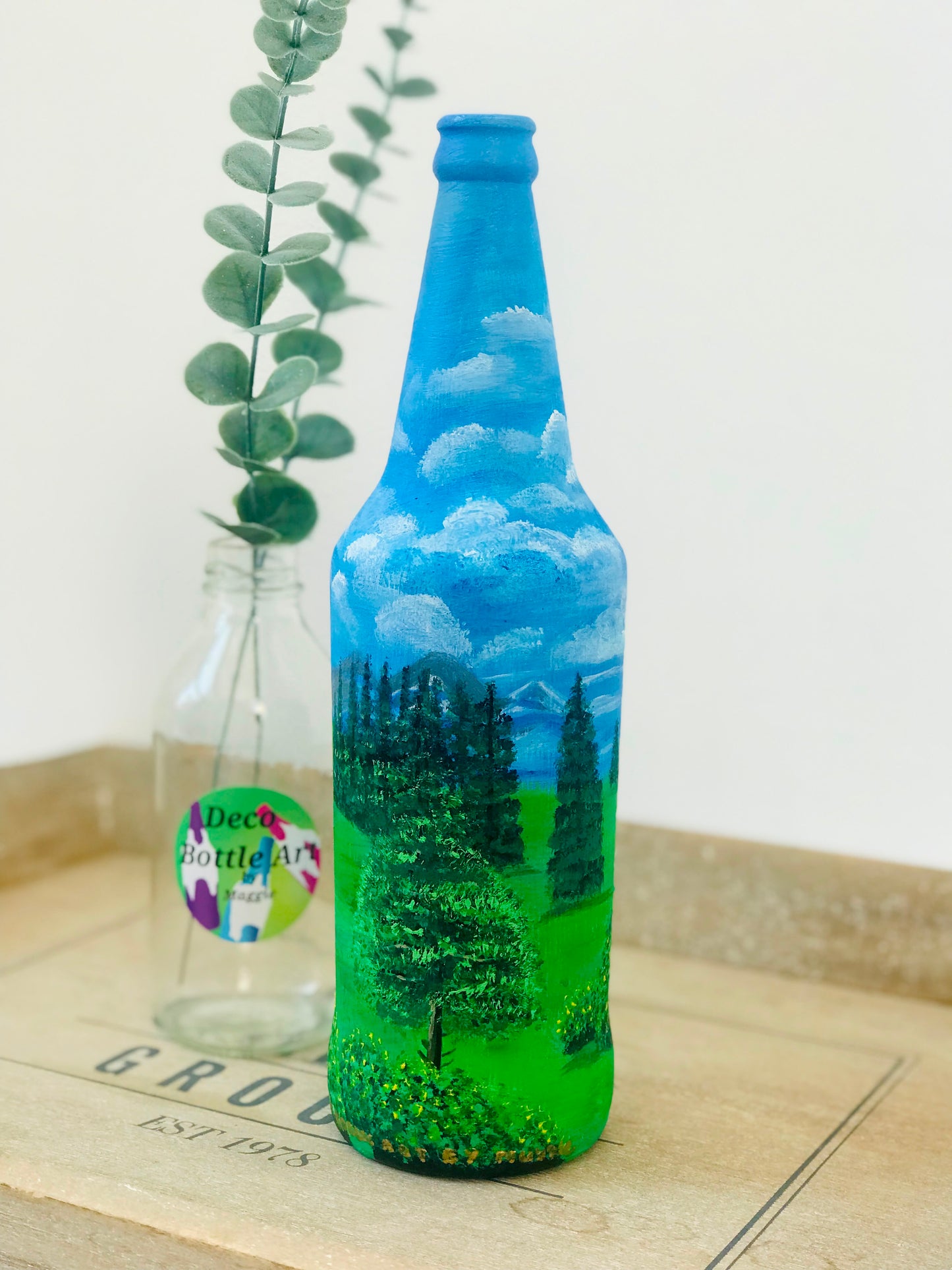 Brokeback Mountain - Hand-Painted Landscape Bottle Art