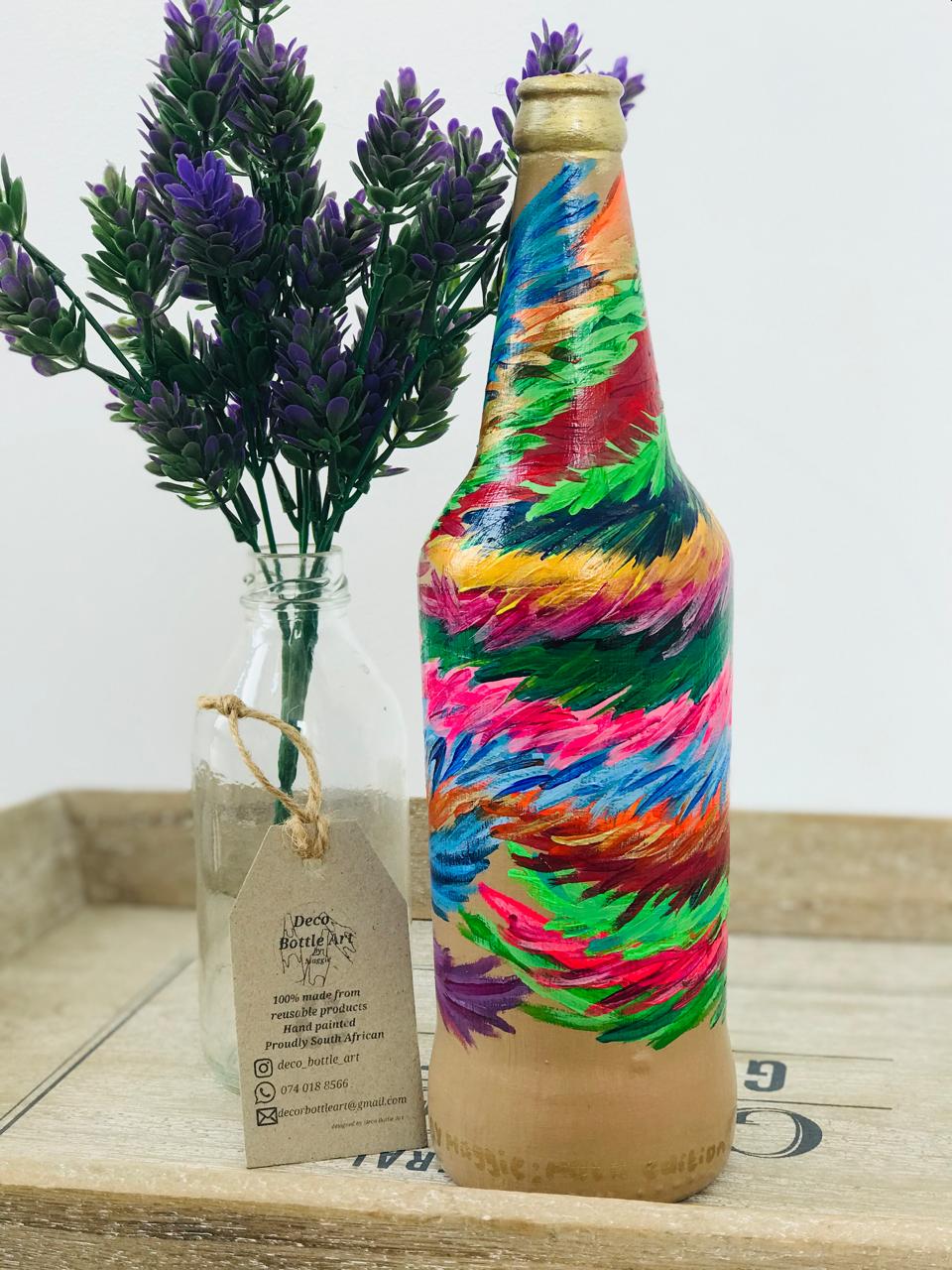 RAINBOW BALLERINA Hand-Painted Bottle | Abstract Dance Art | Upcycled Decor Vase