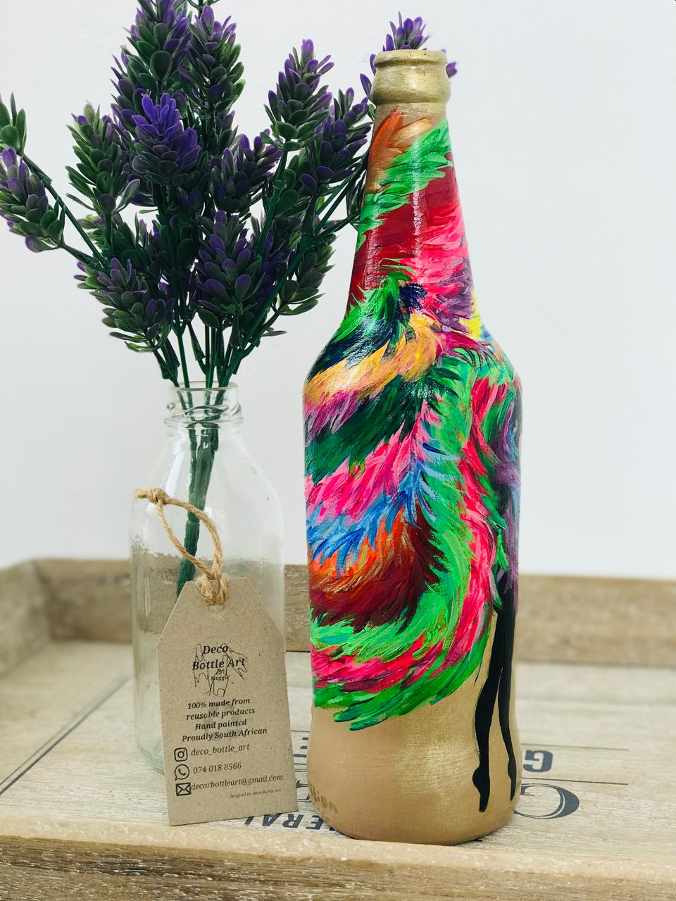 RAINBOW BALLERINA Hand-Painted Bottle | Abstract Dance Art | Upcycled Decor Vase