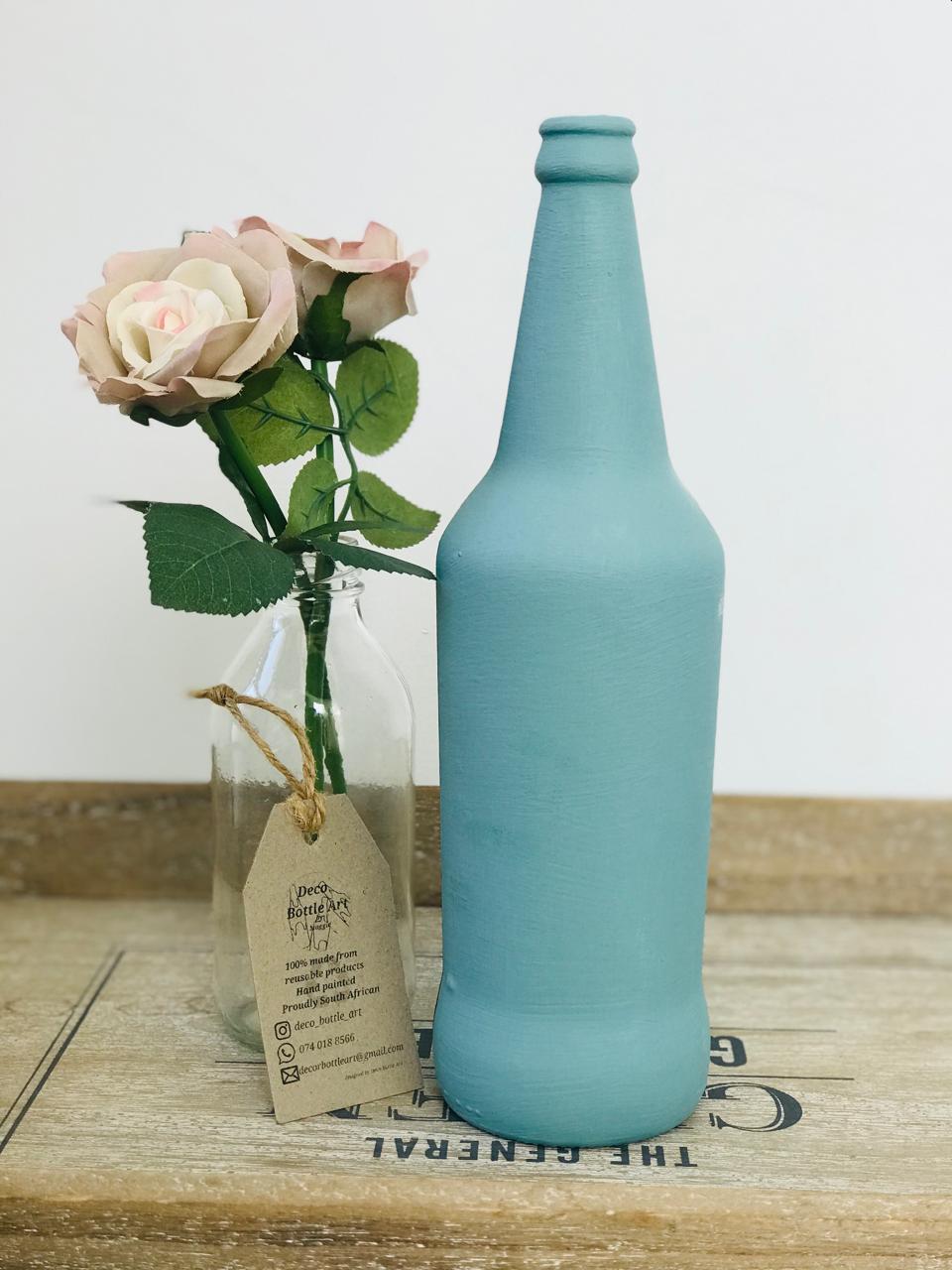 EDWARD :  Forest Lake Reflection Hand-Painted Bottle | Tranquil Nature Scene | Upcycled Decor Vase