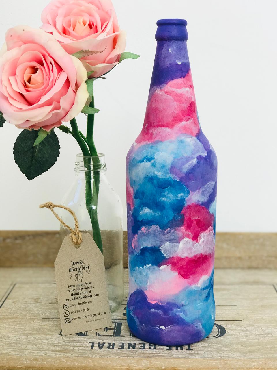 FOODIE : Happy Bernese Mountain Dog Hand-Painted Bottle | ACRYLIC Sky Pet Portrait | Upcycled Home Decor