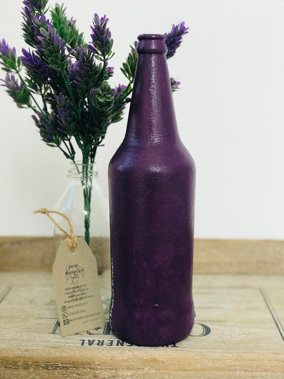 AUBERGINE FOREST : Sunset Landscape Hand-Painted Bottle | Mountain River Scene | Upcycled Decor Vase