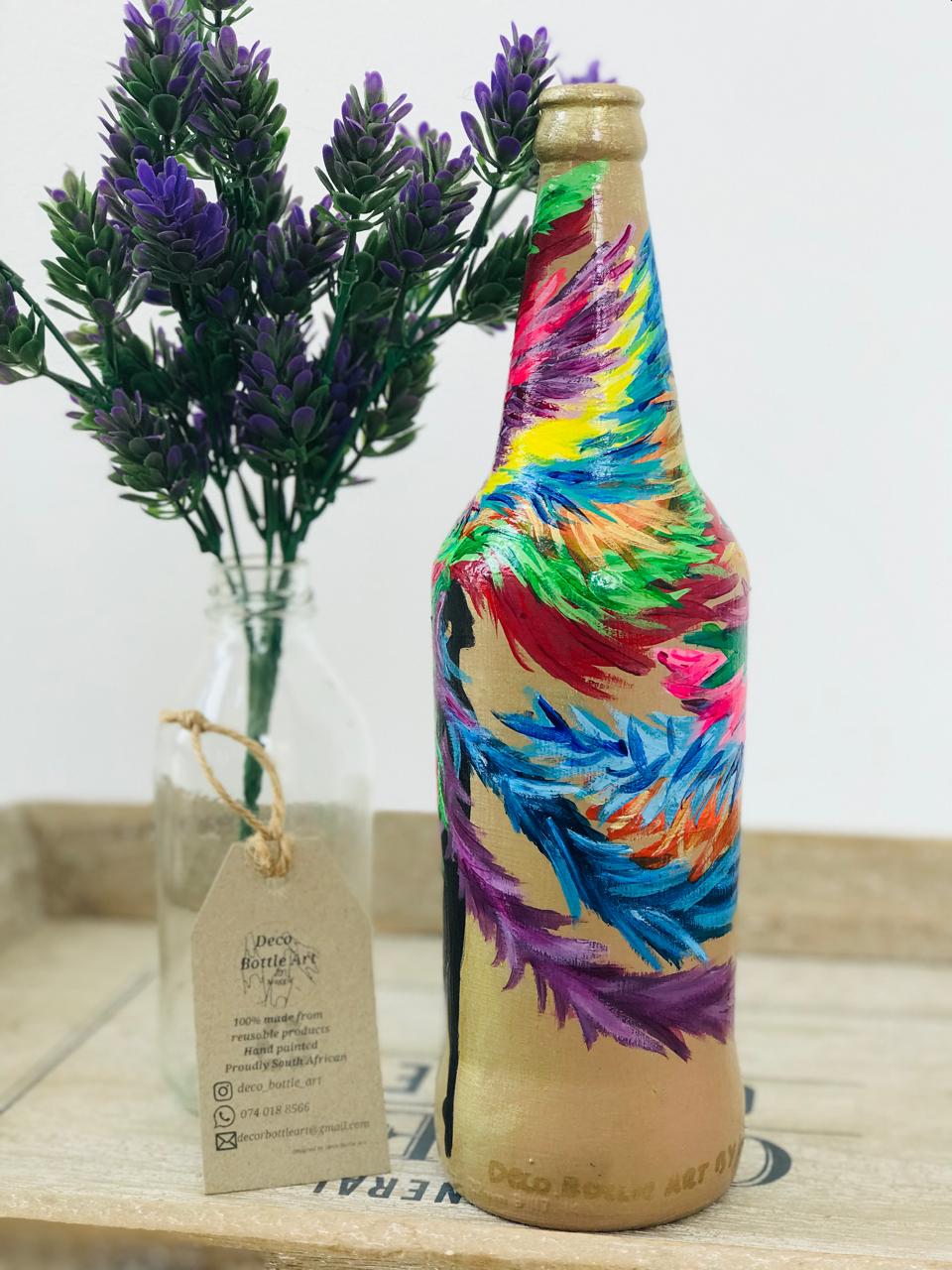 RAINBOW BALLERINA Hand-Painted Bottle | Abstract Dance Art | Upcycled Decor Vase